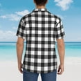 thumbnail image 4 of Fuzoiu Black White Plaid Print Hawaiian Shirt for Men, Summer Beach Casual Short Sleeve Button Down Shirts, Men’s Beach Summer Shirts with Pocket,X-Large, 4 of 7