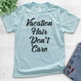 thumbnail image 2 of Kids Vacation Hair Don't Care T-shirt, Youth Kids Boy Girl T-Shirt, Vacation T-shirt, Travel Shirt, Vacay Shirt, Light Blue, Medium, 2 of 4