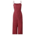 thumbnail image 2 of BKQCNKM Jumpsuits For Women Women'S Polka Dot Lace Up 1Piece Wide Leg Pants Suspender Jumpsuit Backless Jumpsuit Casual Pants Rompers For Women Women'S Pants Red M, 2 of 6