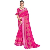 Sarees for Women Cotton Silk Printed Saree l Indian Wedding Wear Sari with Unstitched Blouse