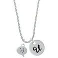 thumbnail image 1 of Delight Jewelry Silvertone Emoticon :-) - Smiling - Silvertone Script Initial Disc - U - Charm Necklace, 20"+3", 1 of 4