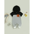 thumbnail image 2 of Coduop Newborn Baby Boys Bodysuit Rompers,Short Sleeve Hooded Striped Summer Jumpsuit Playsuit, 2 of 7