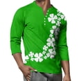 thumbnail image 6 of Men's Button-Down Contrast Raglan 3/4 Sleeve Top Green A 2XL, 6 of 7
