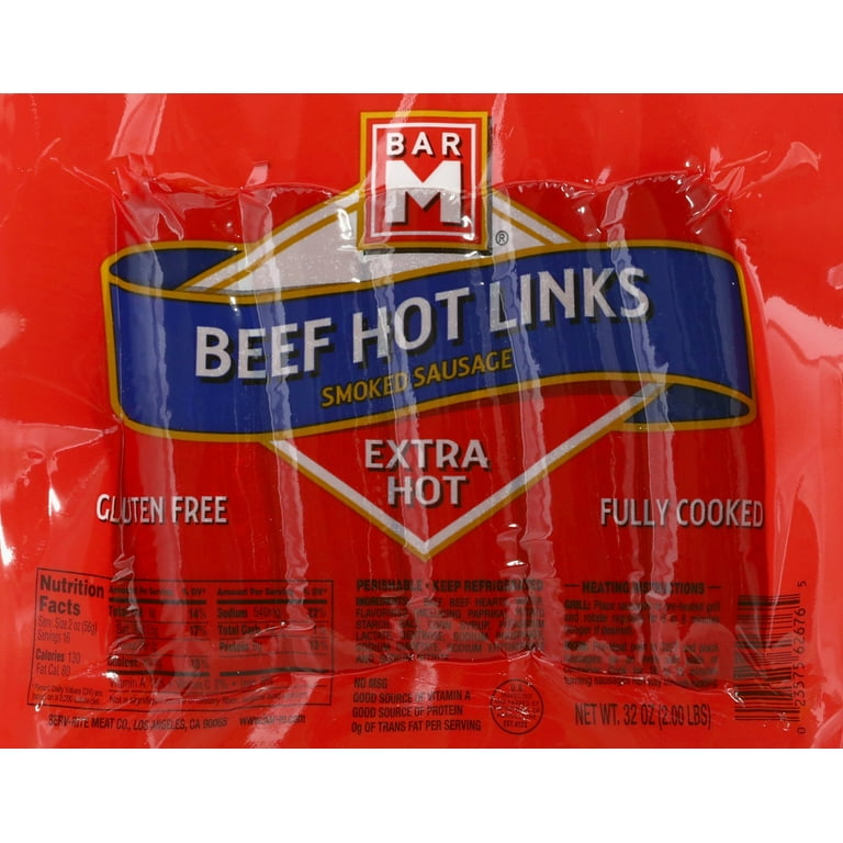 Carbs in Bar M Hot Links, Louisiana Brand Extra Hot
