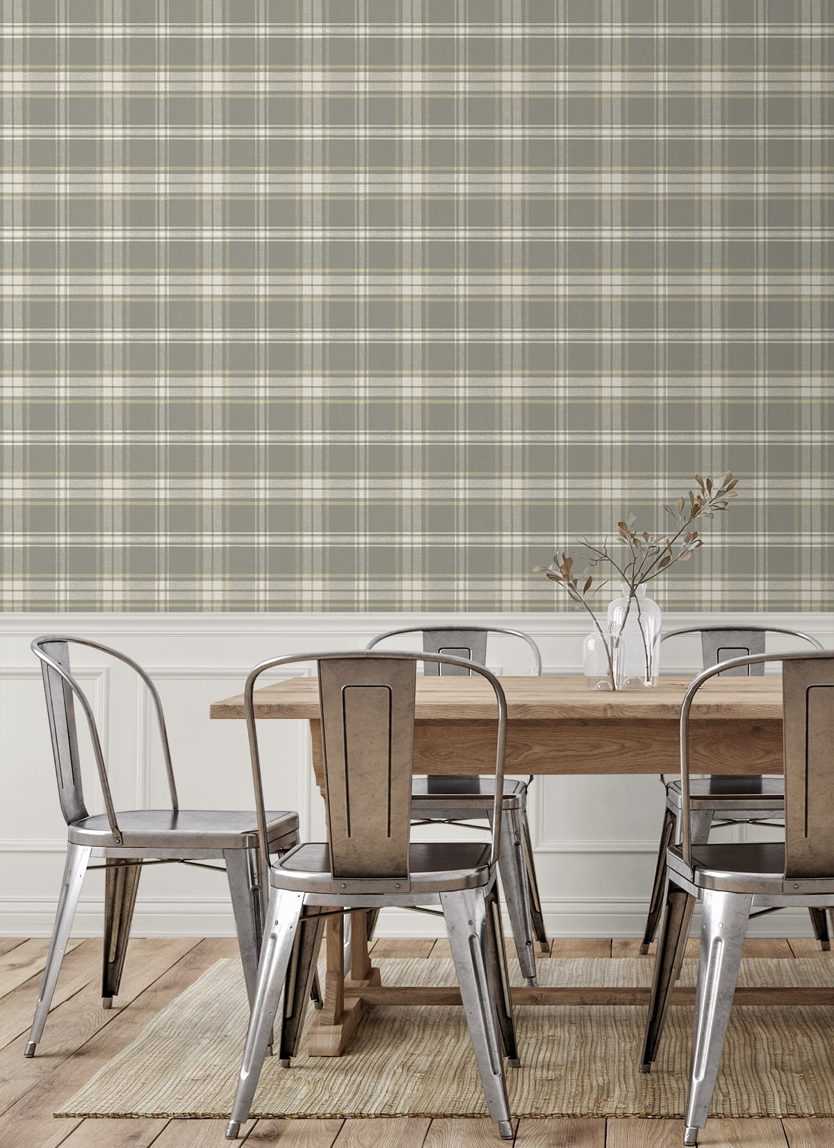 Seabrook Designs Dark Blue & Evergreen Dellabrooke Plaid Prepasted Wallpaper - 20.5 in. W x 33 ft. L Roll