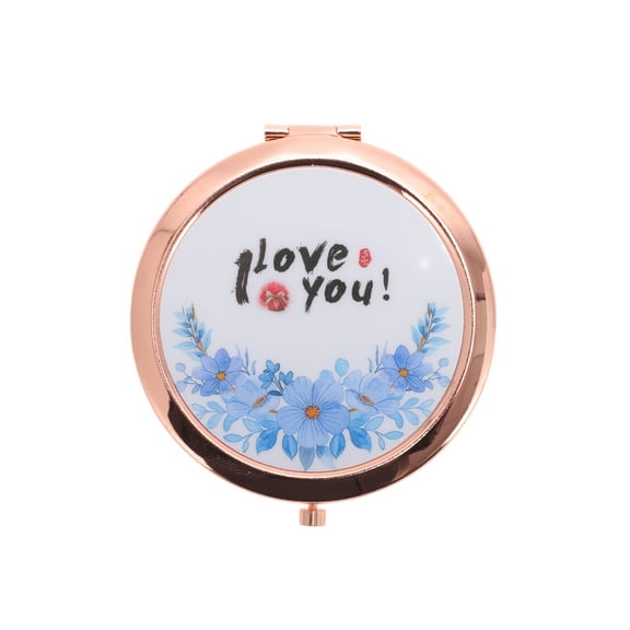 Unique Bargains 1 Pc Little Makeup Mirror for Travel Vacation Rose Gold Tone Metal Glass
