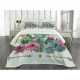 thumbnail image 3 of Ambesonne Cactus Quilted Bedspread Set 3 Pcs, Thorny Boho Blossoms, Queen Size, Multicolor, 3 of 5