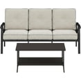 thumbnail image 4 of May in color Metal Outdoor furniture set, All-Weather Metal Patio 3-seat Sofa with Coffee table, Patio Sofa set for Porch Backyard Garden, Black, 4 of 7