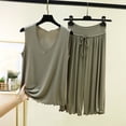 thumbnail image 2 of BUIGTTKLOP Plus Size Pajamas Sets for Women V-Neck Sleeveless Casual Tank Tops Wide Leg Capri Pants Nightwear, 2 of 6