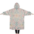 thumbnail image 2 of Oversized Wearable Blanket Hoodie,Pink Floral Pattern Sherpa Blanket Hoodie with Super Pockets,Super Warm Fuzzy Pullover for Women & Men, 2 of 6