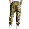 thumbnail image 5 of Havenx Mens Baggy Camo Cargo Pants Maple Leaf Print Elastic Waist Tapered Cargo Sweatpants with Pockets Straight Wide Leg Trousers Hunting Casual Fashion Loose Fit Y2k Streetwear,Green M, 5 of 6