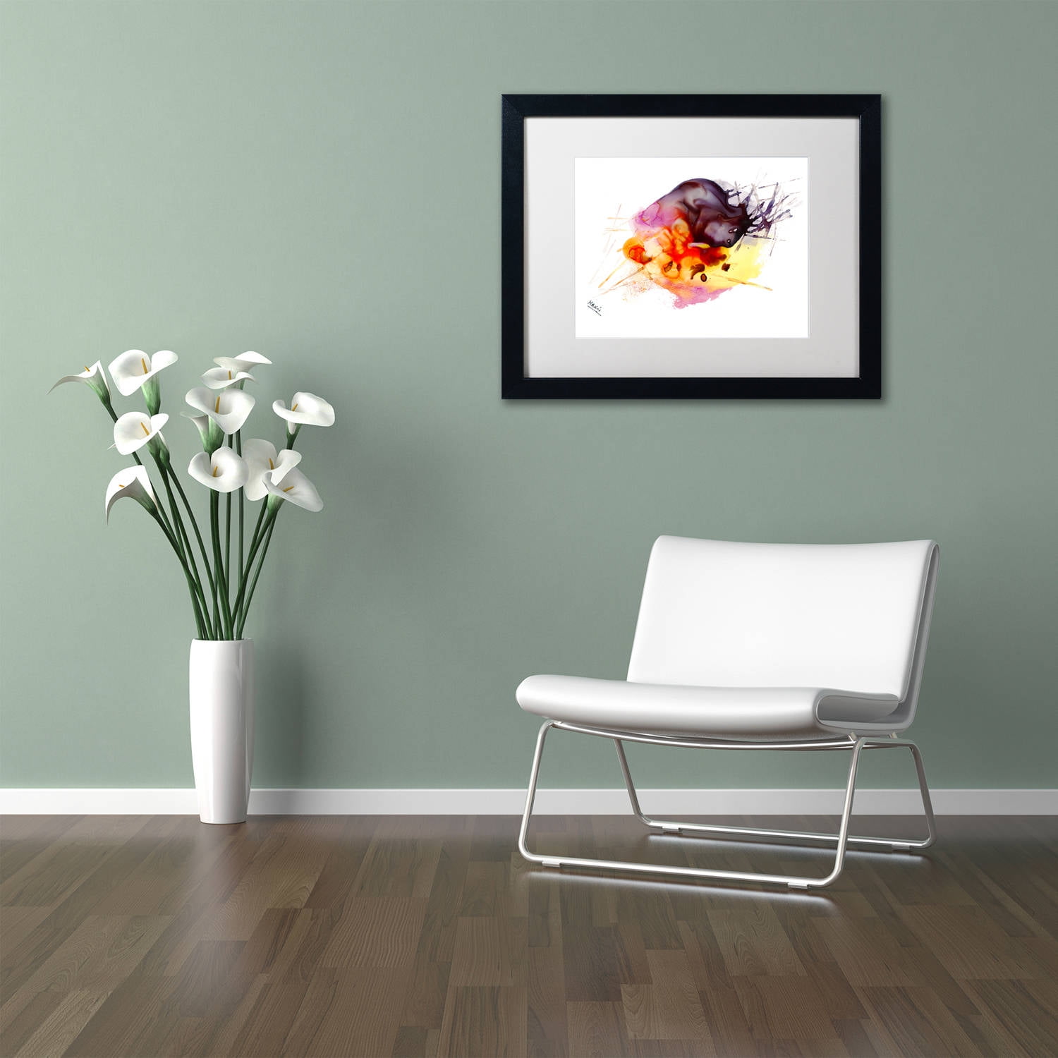 Trademark Fine Art "Abstract 10" Canvas Art by Mako, White Matte, Black Frame