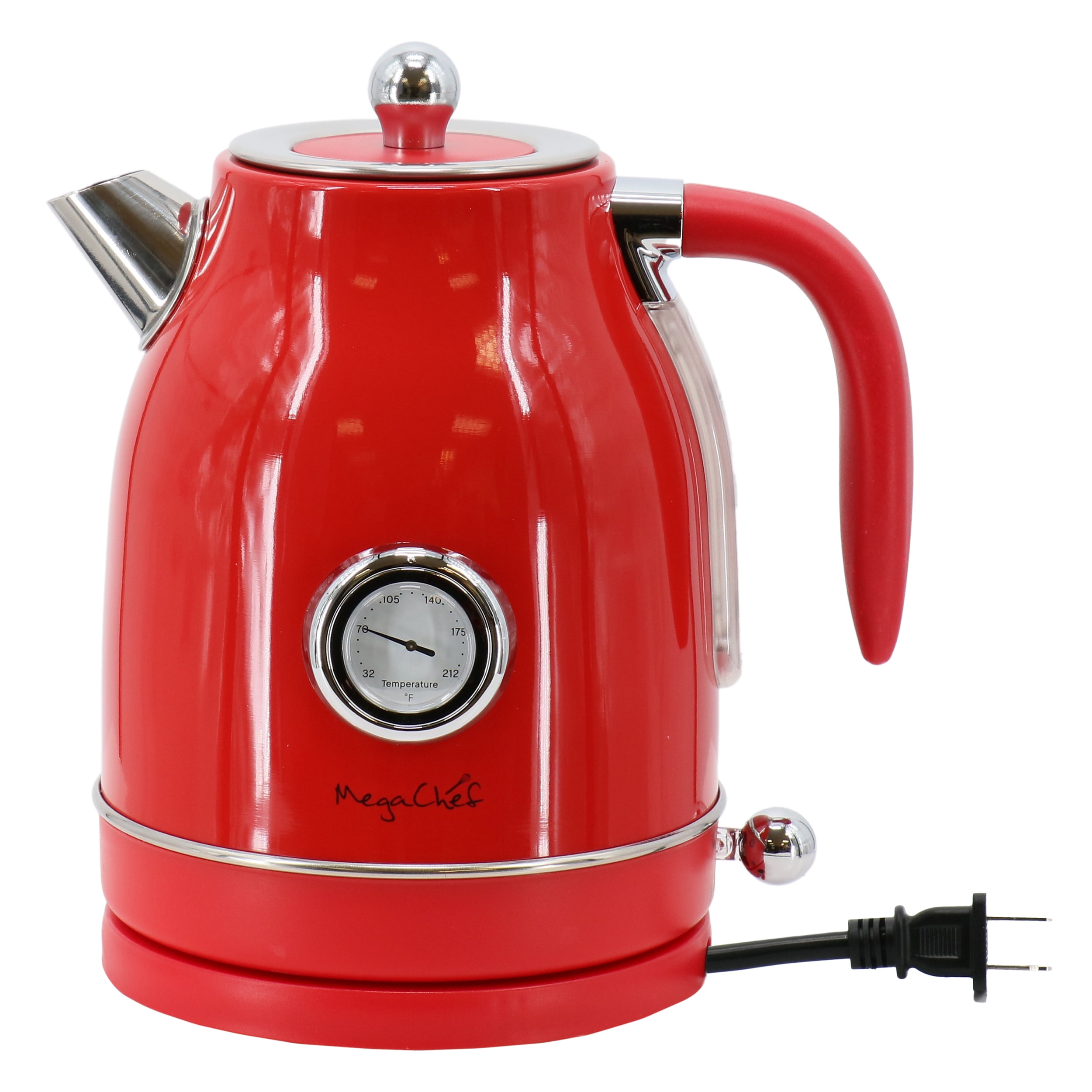 MegaChef 1.7 Liter Electric Tea Kettle and 2 Slice Toaster Combo in Red Walmart