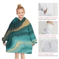 thumbnail image 6 of Teal Gold Marble Pattern Blanket Hoodies for Kids 6-13YR Oversize Wearable Blanket Hoodies for Boys Girls Teens, 6 of 7
