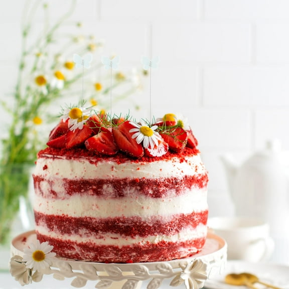 Raindrops Enchanting Sky-Blue Butterfly Cake Toppers for Elegant Event Decor