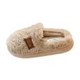 thumbnail image 2 of Viluyesy Womens Fuzzy Slippers, Closed Toe Cozy Soft Sole Slip-On Winter Plush Bedroom Home Shoes Khaki, 2 of 9