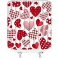thumbnail image 3 of Valentine''s Day Shower Curtain Pink and Red Sweet Heart Buffalo Plaid Polka Dot Romantic Love Lover Couple Gifts Creative Modern Fashion Fabric Bathroom Decor Curtain Sets with Hooks, 3 of 3