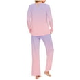 thumbnail image 4 of Womens Comfy Pajama Sets Women's Long Sleeve Pajamas Set with Pockets Soft Pants with Long Sleeve Tops Ladies Sleepwear Gradient Printed Casual Tops Pants Pajama Set 3XL, 4 of 6