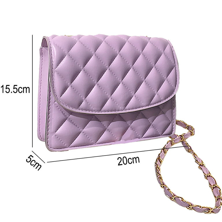 Small Women Leather Crossbody Bag for Women Clutch Purse Ladies Wallet  Shoulder Bag Chain Quilted Cross Body Cell Phone Purse Flap Bag,Purple,Purple，G194786  