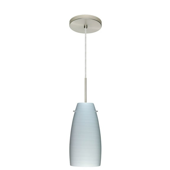 1JT-1512KR-LED-SN-Besa Lighting-Tao 10-One Light Cord Pendant with Flat Canopy-5.13 Inches Wide by 10.75 Inches High-Satin Nickel Finish-Chalk Glass