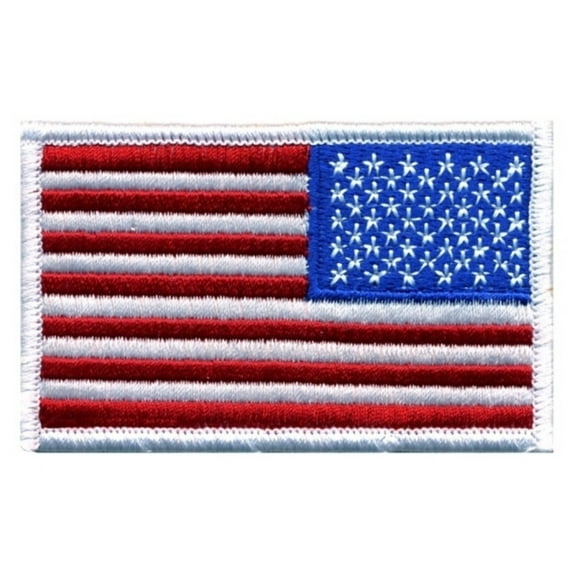 Hero’s Pride Reverse American Flag Patch with Hook Backing, White Border, 3.38" x 2" (Pack of 1)