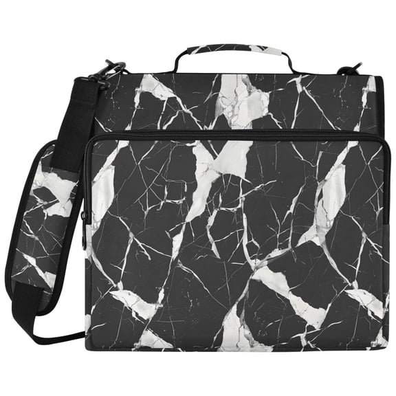 ALAZA Zipper Binder Black and White Marble Pattern 2 inch 3 Ring 500 Sheet Capacity Trapper Keeper File Folder Organizer Bag