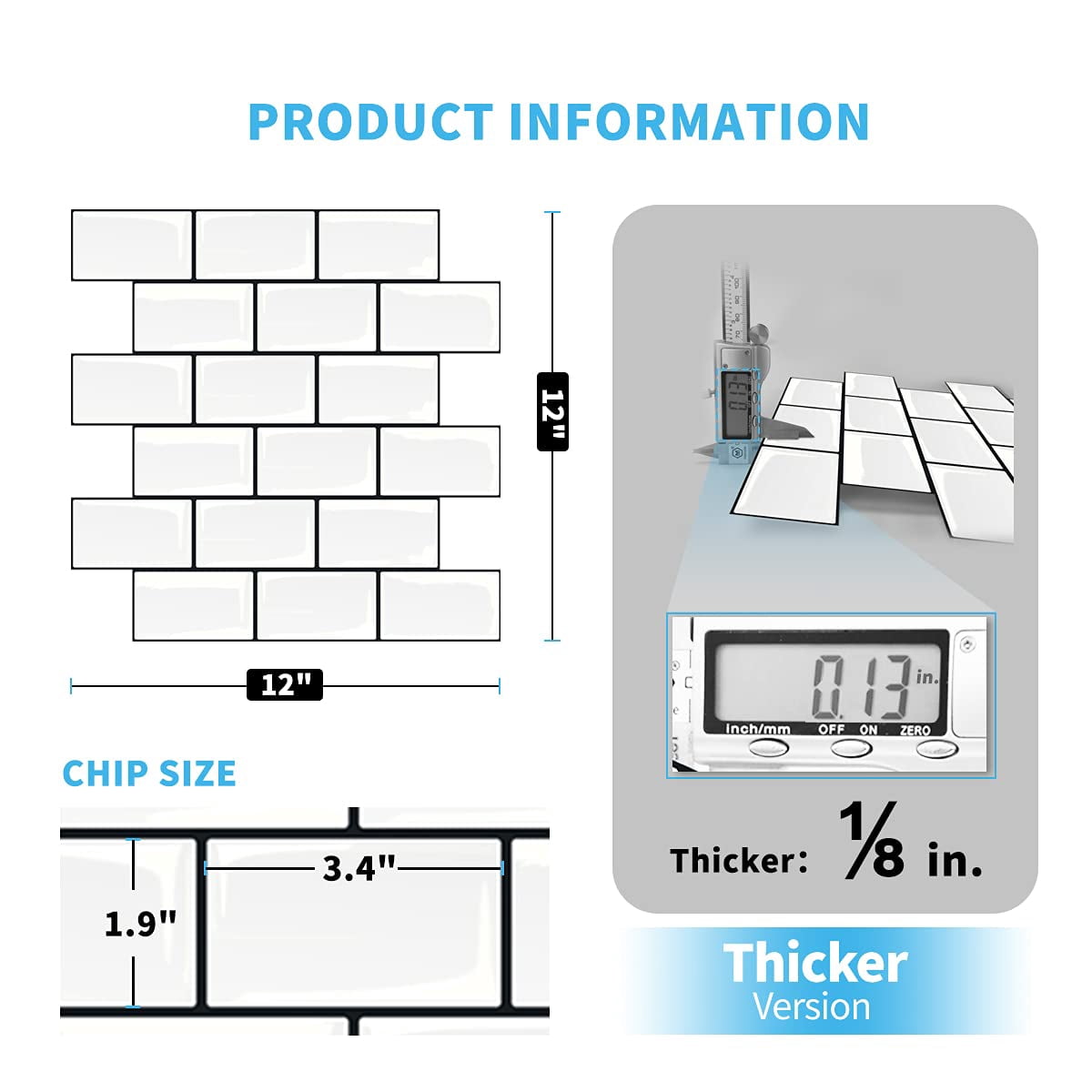 Peel And Stick Backsplash For Kitchen White Subway (10 Tiles  Thicker Design)