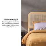 Walker Edison Boho Rattan-Panel King Platform Bedframe, Natural ...
