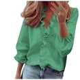 thumbnail image 1 of DXOUPM Women's Long Sleeve Shirts V Neck Dressy Ruffle Elegant Blouse Work Shirt Going Out, 1 of 3