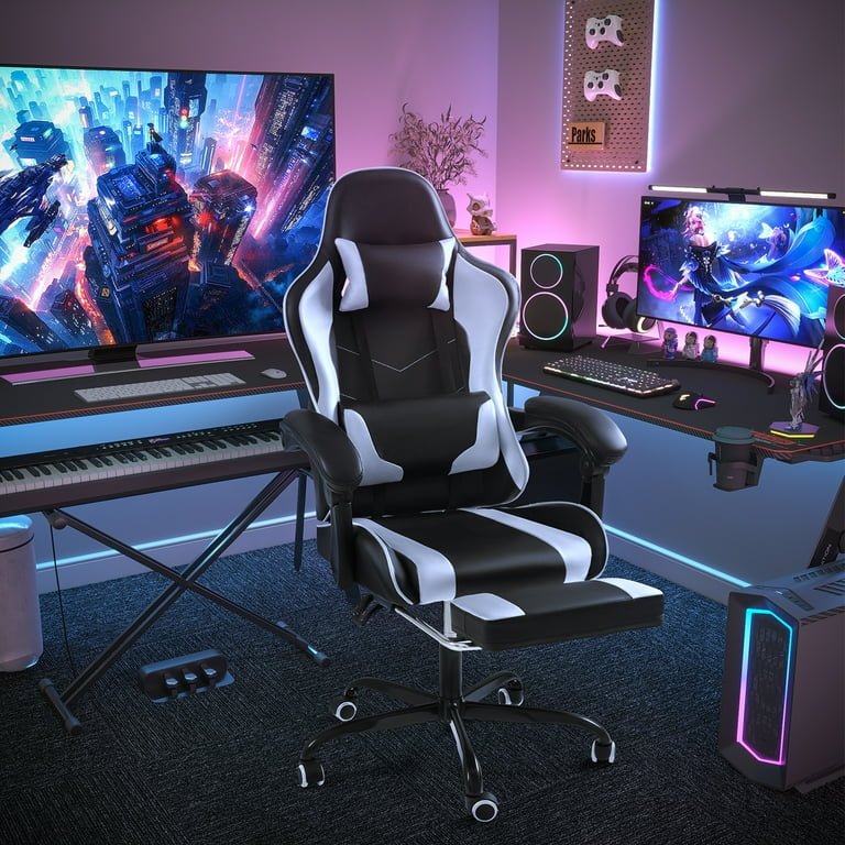 Lacoo PU Leather Gaming Chair Massage Ergonomic Gamer Chair Height
