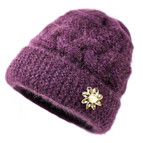Wancir French Thicken Women's Flowers Knitted-Woolen-Hat Fashion Beanie-Hat Lady Crochet-Bucekt-Hat for Winter