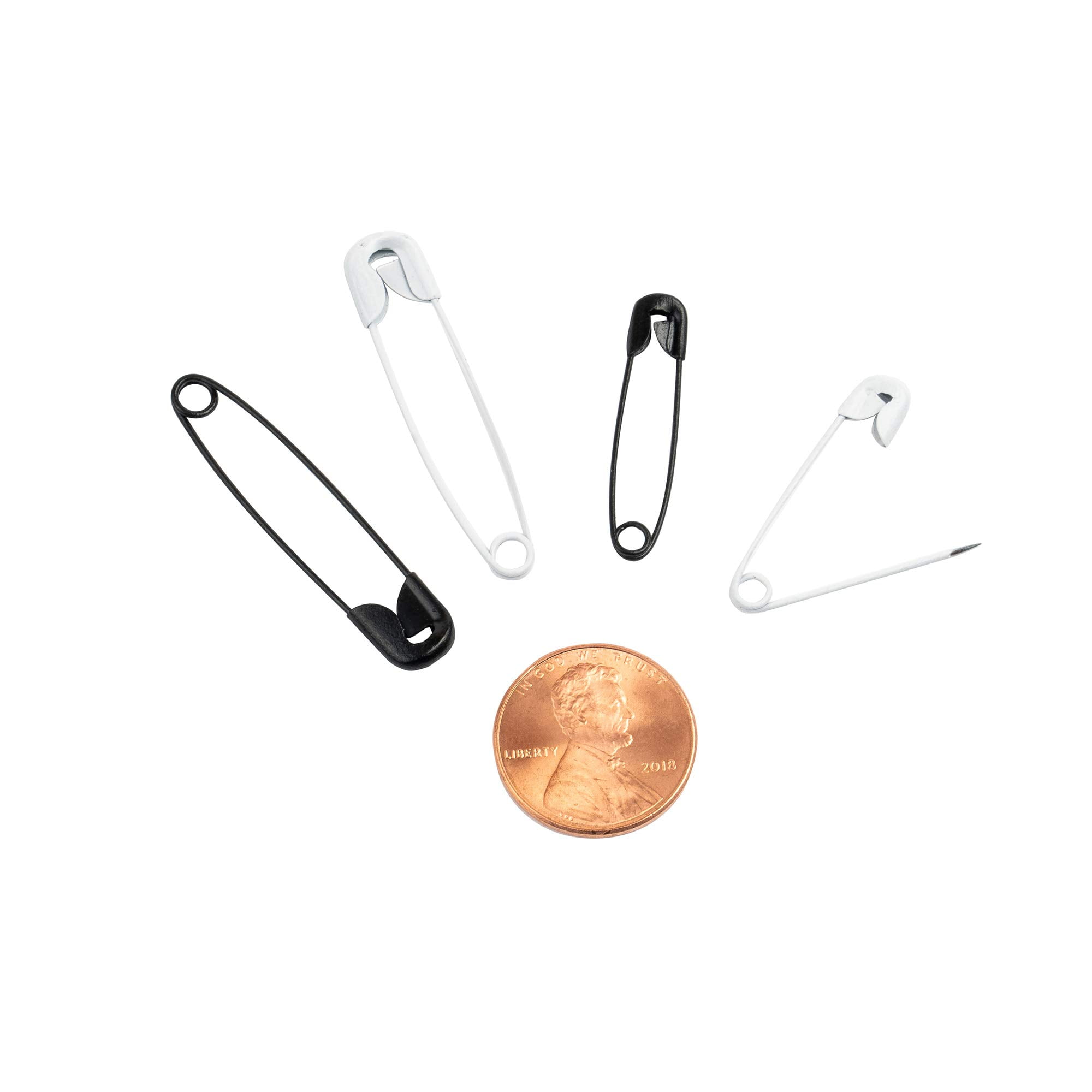 Safety Pins  Black & White  2 Assorted Sizes  25 Count (Pack of 4)