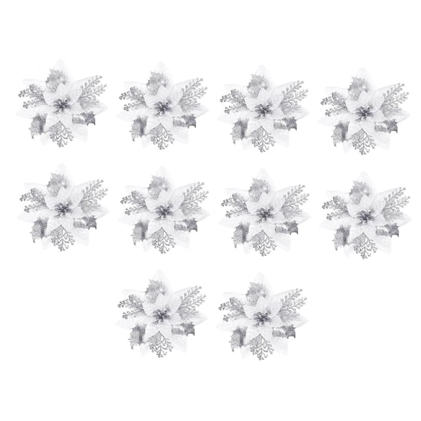 10x Adornos de arreglo floral de Pascua navideña de 14,5 cm con flores brillantes para Argén