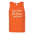 thumbnail image 2 of Wild Bobby Plot Twist He Lives Luke 24:23 Inspirational/Christian Men Graphic Tank Top, Orange, Small, 2 of 5
