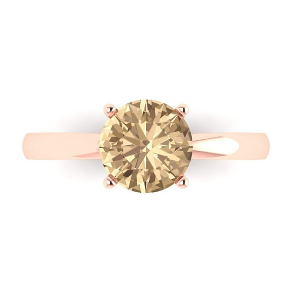 Solitaire Engagement Ring for Women - 1.5ct Yellow Moissanite in 18K Rose Gold Promise Ring