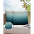 thumbnail image 6 of Pack of 2 Outdoor Pillow Covers, Grey Turquoise Stripe Gradient Waterproof Square Throw Pillowcase Cushion Decorative Pillow Covers for Couch Patio Tent, 26x26 in, 6 of 6