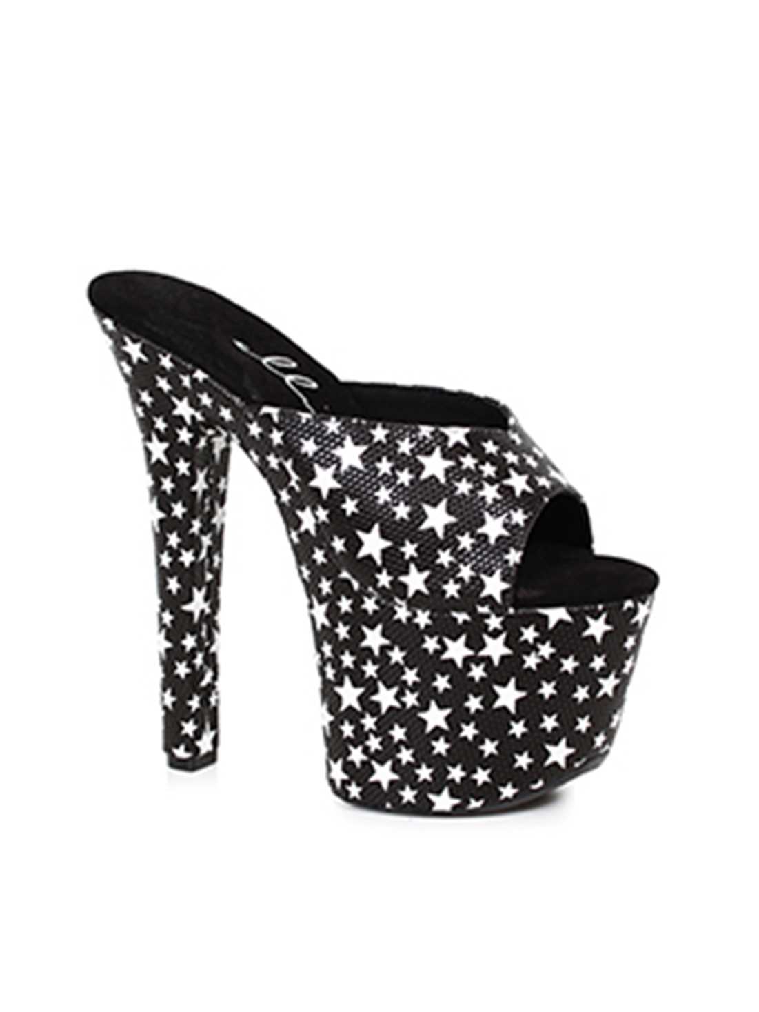 ELLIE 711-GAZE Women's 7" Heel Mule Slide Platform Sandals With Star Print - image 2 of 2
