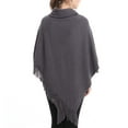thumbnail image 4 of SWSMCLT Women's Knit Poncho Cardigan Sweater Solid Knitted Adult Mexican Poncho Wrap Winter Fall Soft Shawl Asymmetrical Cape Sweater Toggle Tassel Fringe Crochet Dark Grey One Size, 4 of 4