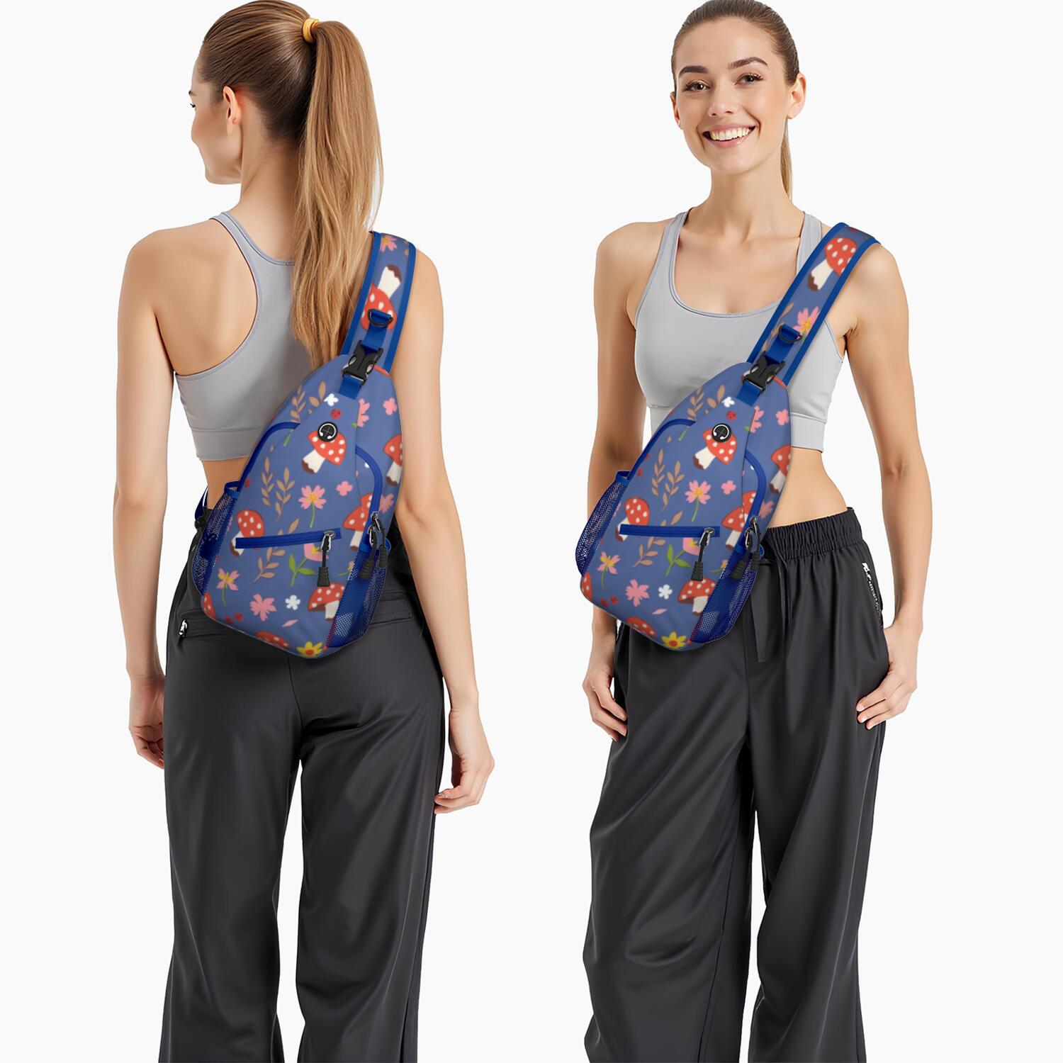 Mushroom Sling Backpack for Women Men Fashion Backpack Crossbody Shoulder Bag Lightweight Hiking Sling Pack