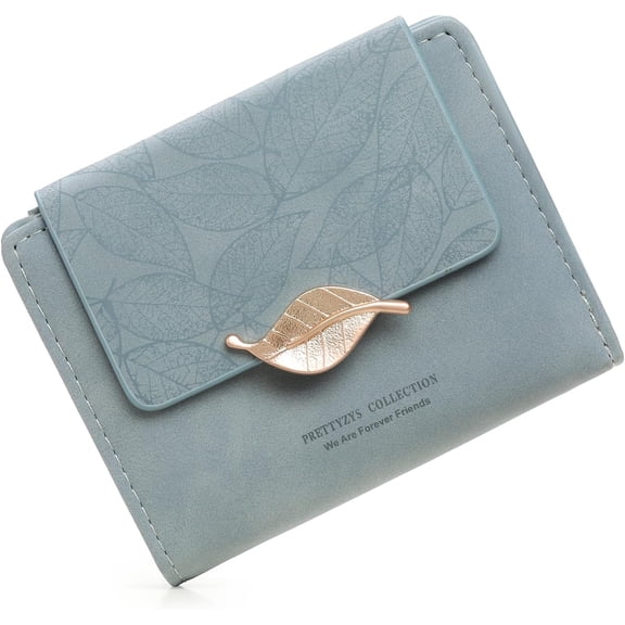 Small Wallet Women Leather Trifold RFID Blocking Compact Credit Card Wallet with ID Window and Zipper Coin Pocket