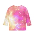 thumbnail image 5 of Girls Graphic T-Shirt 3/4 Sleeve Gradient Sparkly Tops Trendy Casual Cute Crewneck T Shirts Toddler Girl Clothes Y2K Fall Fashion Tees Workout Gym Outfits, Size 3-12, 5 of 5