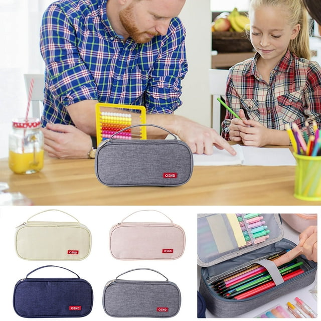 Fiudx Estuche Portátil para Lápices, Gran Capacidad, Diseño de Doble Capa, Cierre de Cremallera Resistente, Multifuncional, Organizador de Cosméticos de Viaje, Útiles Escolares, Suave y Ligero, Capac