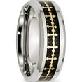 thumbnail image 4 of Stainless Steel Polished Yellow Ip With Carbon Fiber Inlay Cross 8mm Band (Size 10) Made In China sr406-10, 4 of 5