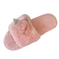 thumbnail image 2 of uublik Open Toe Fuzzy Slippers for Women Cozy Memory Foam House Shoes Soft Faux Fur Lightweight Slippers for Indoor Outdoor, Pink, 2 of 7