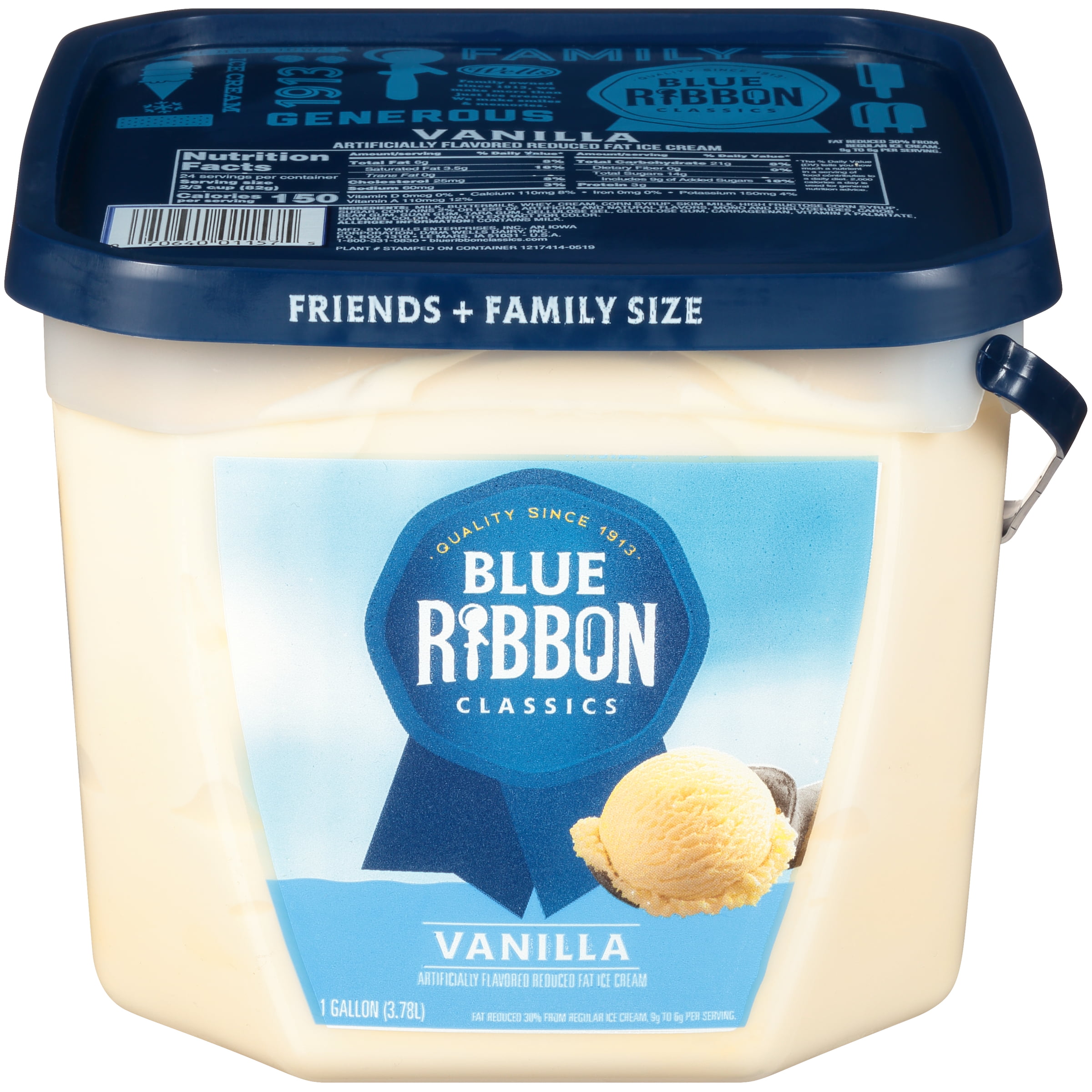 Blue Ribbon Classics Vanilla Reduced Fat Ice Cream Pail 128 Fl Oz Walmart Com Walmart Com