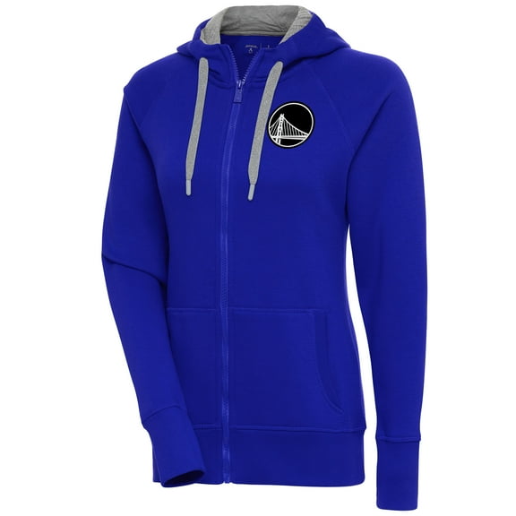Women's Antigua  Royal Golden State Warriors Brushed Metallic Victory Full-Zip Hoodie