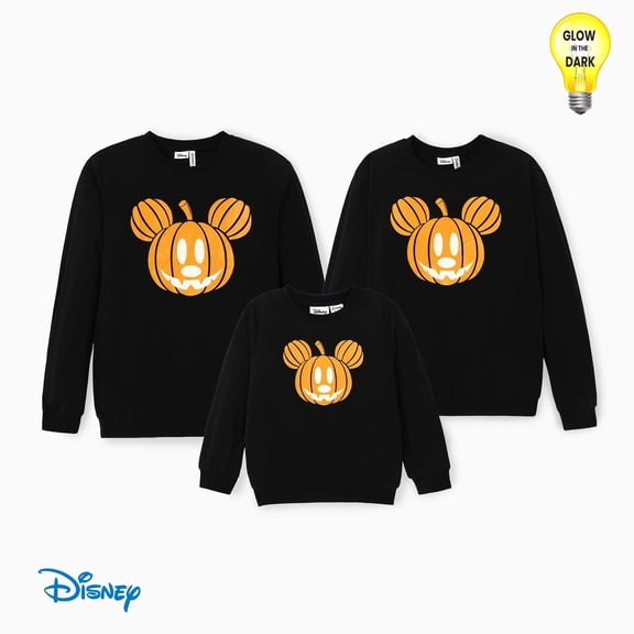 Disney Womens Halloween Sweatshirts Mickey Mouse Glow in the Dark Pumpkin Family Matching Outfits Gifts