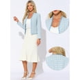 thumbnail image 2 of DARING DIVA Plaid Tweed Blazer for Women's Open Front Work Office Jacket M Blue, 2 of 6