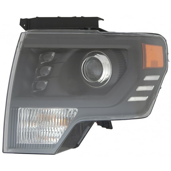 For Ford F-150 Headlight Assembly 2009 10 11 12 13 2014 Driver Side LED High/Low Beam Black Bezel w/ Projector Fit All Model For FO2502403