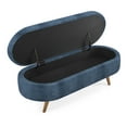 thumbnail image 2 of GZXS Storage Ottoman, 43.5 Inch Modern Oval End-of-Bed Bench for Bedroom, Foam Upholstered Footstool With Rubber Wood Legs for Living Room, Entryway (Dark Blue), 2 of 10